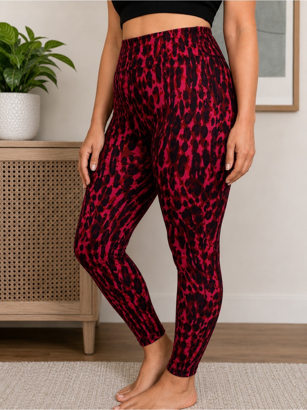 HUE Y2K High Waisted Ultra Soft Denim “Cheerful Cheetah” Leggings 2X — NWT